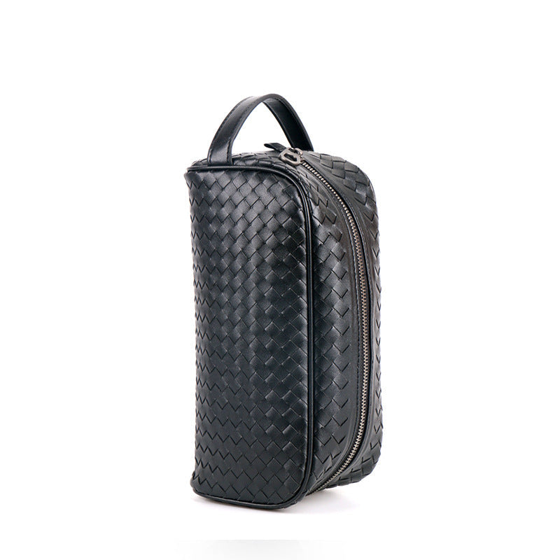 Woven Leather Clutch Bag – Large Capacity Handbag