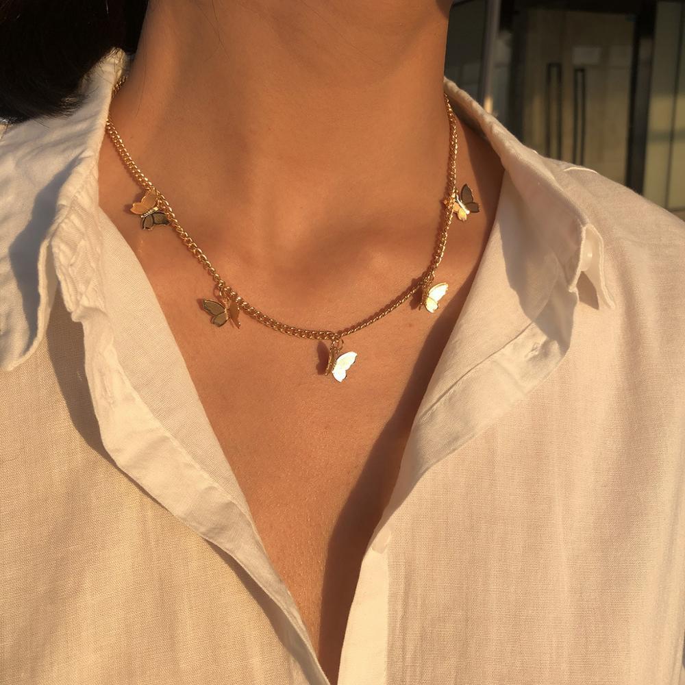 Butterfly Pendant Necklace – Silver Round Bead Chain