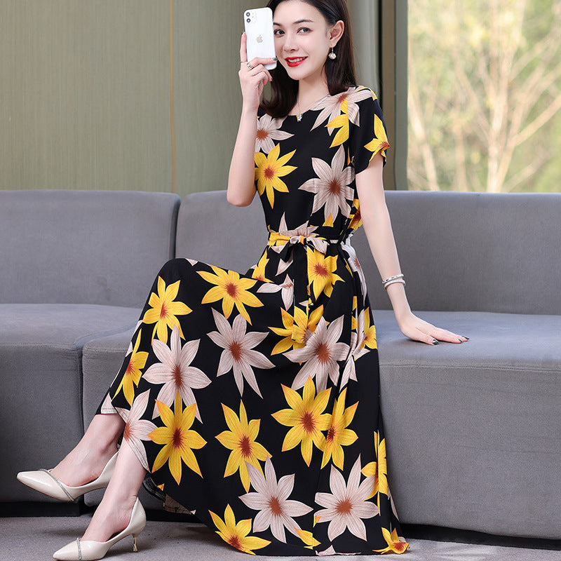 Floral Midi Dress – Breathable Comfort & Loose Fit