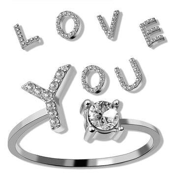 Popular ring jewelry creative ladies ring adjustable open ring 26 letter ring wholesale