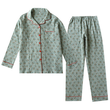 Vintage Rose Pajama Set – Breathable Cotton Gauze