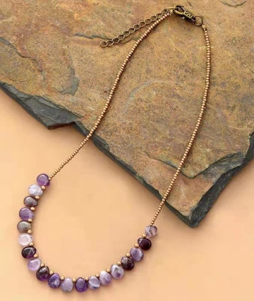 Ladies necklace amethyst beads short necklace fashion necklace mother gift