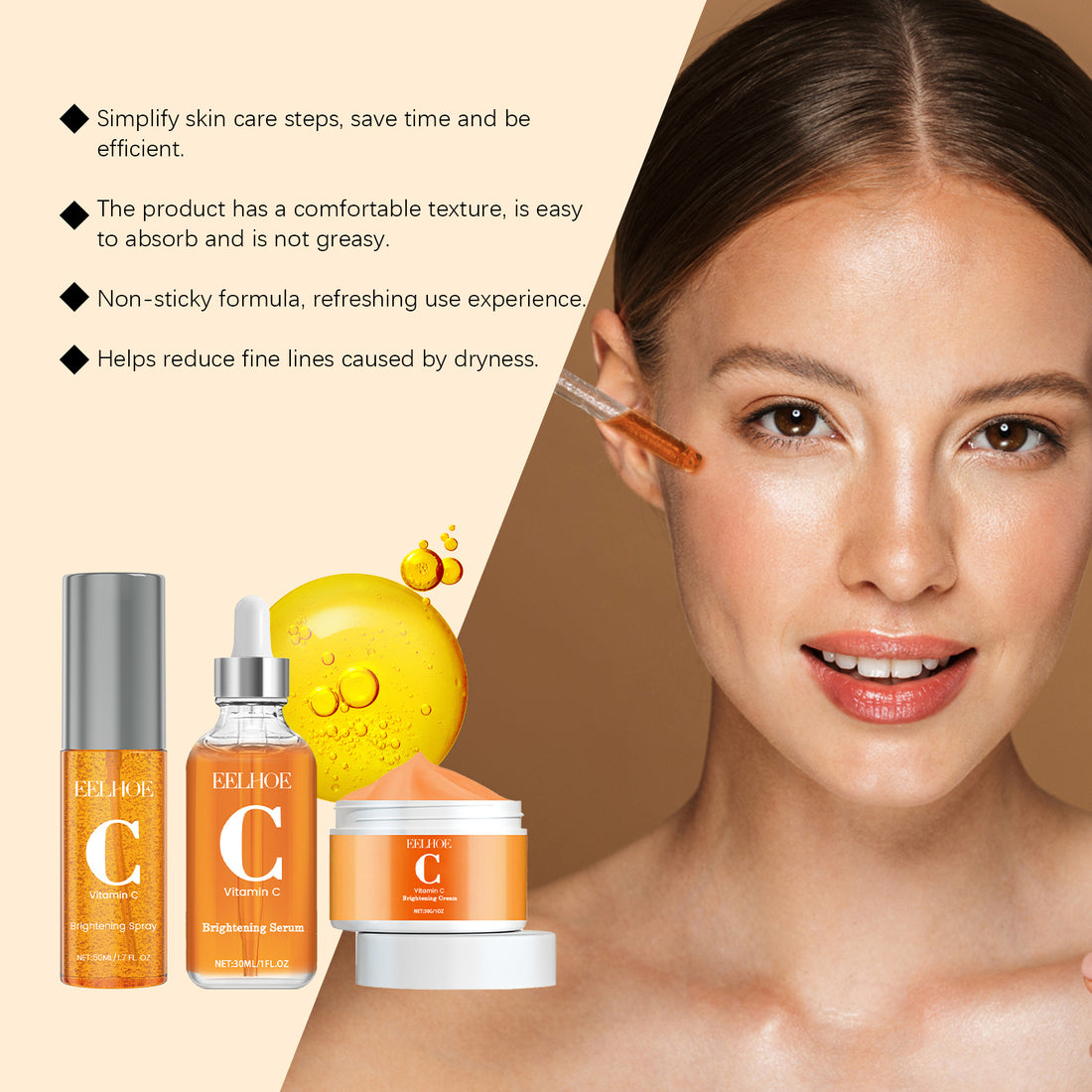 Vitamin C Skincare Set – Hydrating and Moisturizing Glow 3-Piece Kit