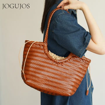 JOGUJOS New Woven Leather Handbag, Shoulder Bag, Women's Bag, Large Capacity Handbag, Fashion Tote Bag