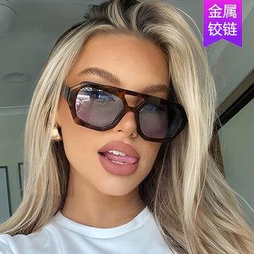 Double-Beam irregular sunglasses ins style high-end men and women's sunglasses personality sunshade sunglasses