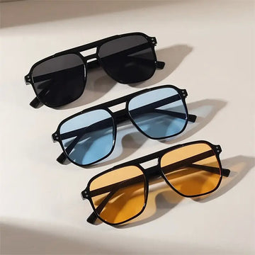 Spiked Fashion Women's Sunglasses Double beam sunglasses cross-border hot retro aviator sunglasses