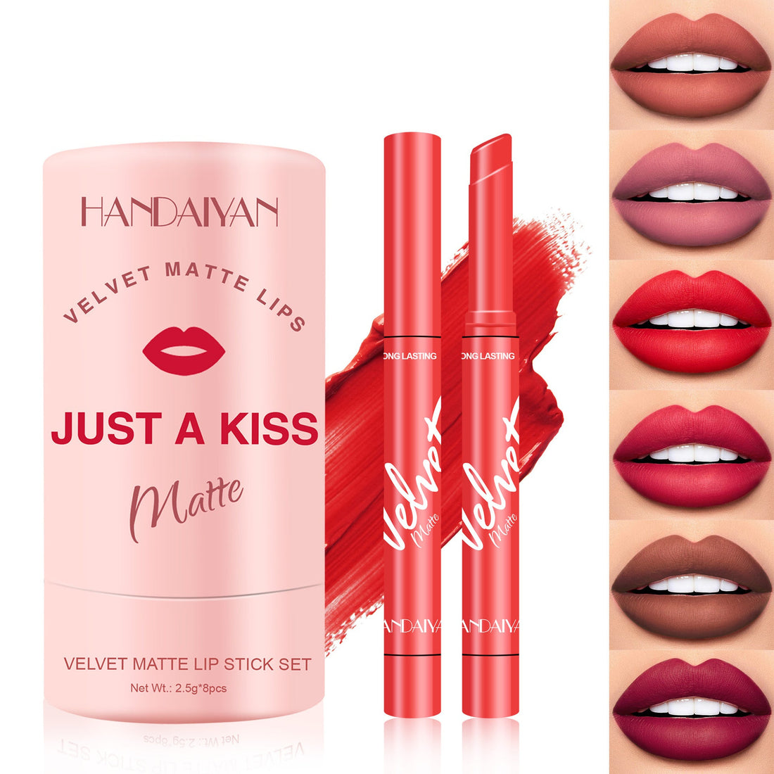 Velvet Matte Lipstick Set – Hydrating 8-Piece Kit