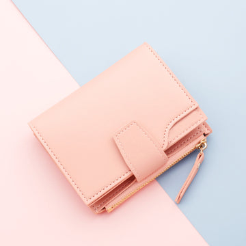 Button women's wallet short zipper multi-card slot wallet three-fold female wallet wallet women