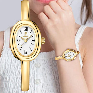yalalusi high-end oval bracelet women's watch, gold watch, retro wristwatch, simple quartz watch