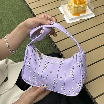 Korean version of forest texture underarm bag handbag fashion flower shoulder bag female handbag new simple handbag