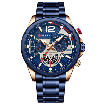 Japanese Quartz Chronograph Steel Band Watch – Sports Care