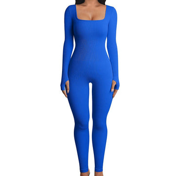 Ribbed Square Neck Jumpsuit – Sculpting Slim Stretch
