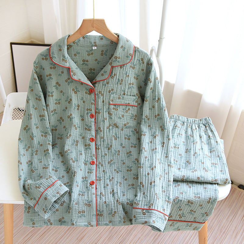 Vintage Rose Pajama Set – Breathable Cotton Gauze