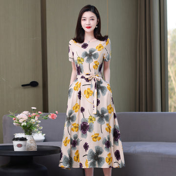 Floral Midi Dress – Breathable Comfort & Loose Fit