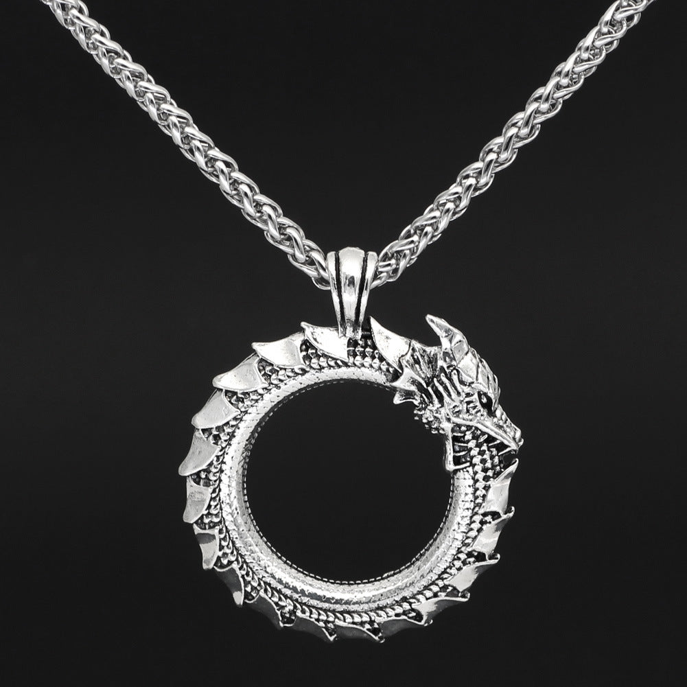 Ouroboros Dragon Pendant Necklace – Sterling Silver Myth